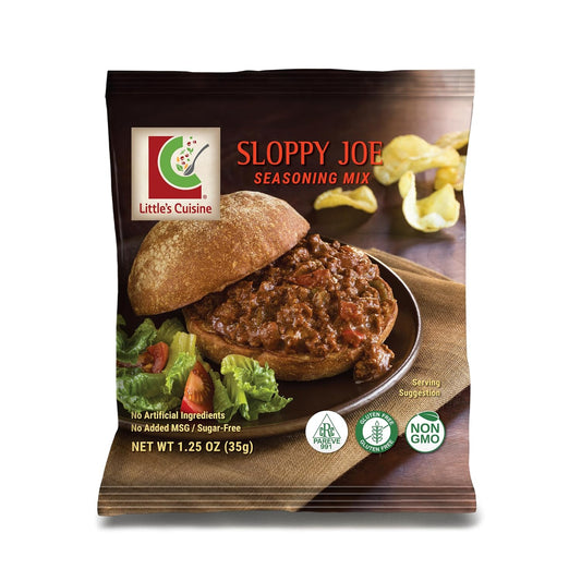 Little's Cuisine Sloppy Joe Seasoning Mix, Non-GMO & Sugar Free Sloppy Joe Mix, Gluten Free Seasoning Blend for Ground Beef, Turkey or Plant-Based Protein, Quick Family Dinner Mix, Kosher (Case of 4)