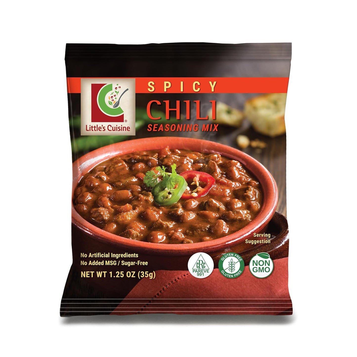 Little's Cuisine Spicy Chili Seasoning Mix, Bold & Flavorful Chili Spice Blend for Homemade Chili, Soups, Stews & Tex-Mex Recipes, Easy-to-Use Seasoning Packet (Case of 4)