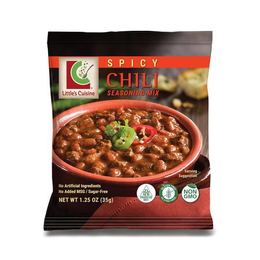 Little's Cuisine Spicy Chili Seasoning Mix, Bold & Flavorful Chili Spice Blend for Homemade Chili, Soups, Stews & Tex-Mex Recipes, Easy-to-Use Seasoning Packet (Case of 4)