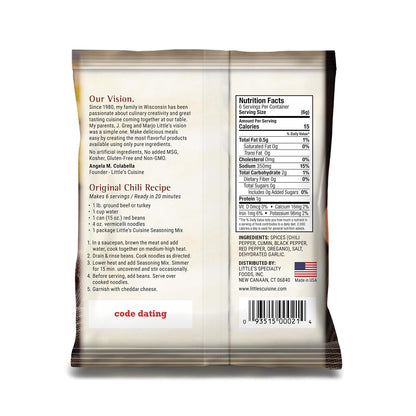 Little's Cuisine Original Chili Seasoning Mix, Non-GMO Chili Spice Blend for Homemade Chili, Soups, Stews & Tex-Mex Recipes, Easy-to-Use Savory Seasoning Packet (Case of 4)