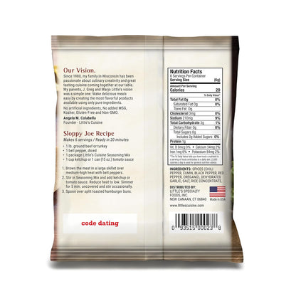Little's Cuisine Sloppy Joe Seasoning Mix, Non-GMO & Sugar Free Sloppy Joe Mix, Gluten Free Seasoning Blend for Ground Beef, Turkey or Plant-Based Protein, Quick Family Dinner Mix, Kosher (Case of 4)