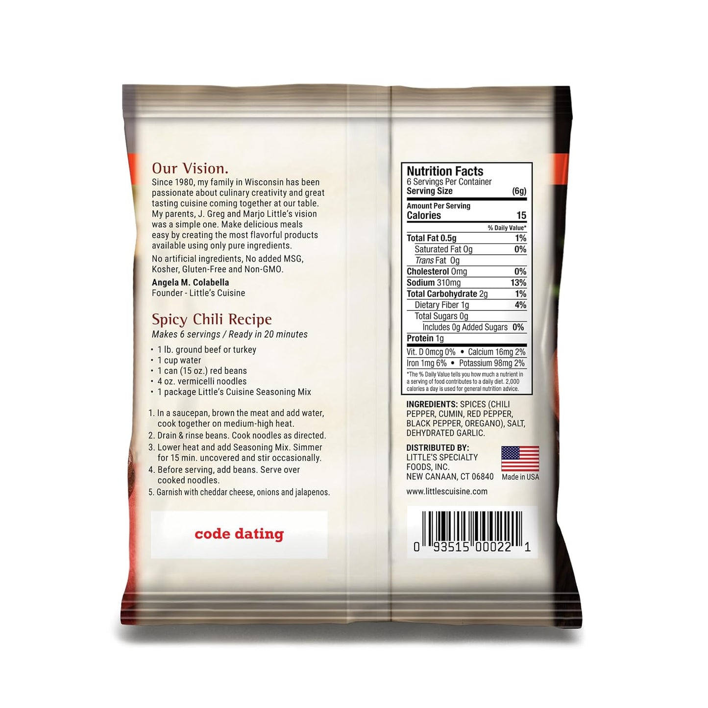 Little's Cuisine Spicy Chili Seasoning Mix, Bold & Flavorful Chili Spice Blend for Homemade Chili, Soups, Stews & Tex-Mex Recipes, Easy-to-Use Seasoning Packet (Case of 4)