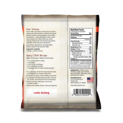 Little's Cuisine Spicy Chili Seasoning Mix, Bold & Flavorful Chili Spice Blend for Homemade Chili, Soups, Stews & Tex-Mex Recipes, Easy-to-Use Seasoning Packet (Case of 4)