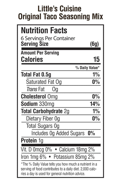 Little's Cuisine Original Taco Seasoning Mix, Non-GMO, Gluten Free, Sugar Free & Kosher Taco Seasoning Blend for Beef, Chicken, Turkey, Fish & Vegetarian Recipes, Easy Mexican-Inspired Flavor (Case of 4)